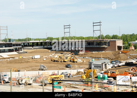 Construction workers building new baseball stadium at Huntington park in Columbus Ohio Stock Photo