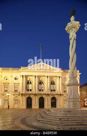 Camara Municipal or City Hall at dusk, Praca do Municipio, Lisbon, Portugal. Stock Photo