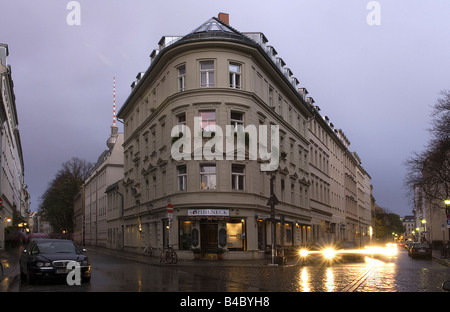 Street scene in the evening, Berlin, Germany Stock Photo