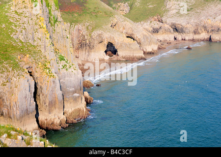 Lydstep Point and caverns Pembrokeshire Wales Stock Photo - Alamy