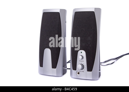 Small computer speakers isolated on a white background Stock Photo