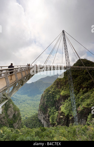 Asia, Malaysia, Langkawi Island, Pulau Langkawi Hanging suspension walkway above the rainforest canopy Stock Photo