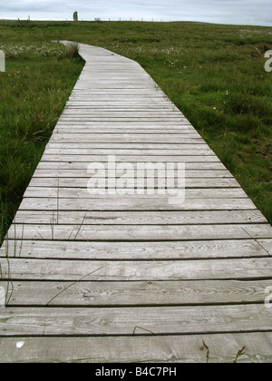 Board walk leading to setter stone Stock Photo