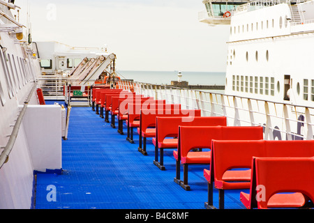 Open top deck of cross channel ferry Stock Photo