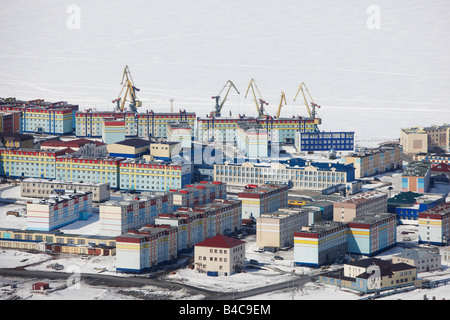 Colourful apartment buildings in Anadyr, Chukotka Siberia, Russia Stock Photo