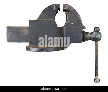 An old heavy bench vise Stock Photo