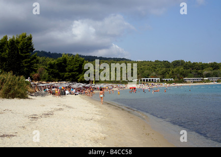 THE PICTURESQUE BEACH AT PALIOURI ON THE KASSANDRA PENINSULA. HALKIDIKI GREECE. Stock Photo