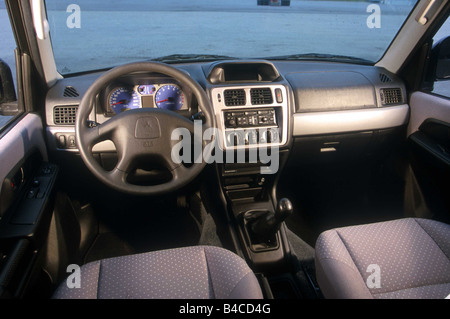 Car, Mitsubishi Pajero Pinin, cross country vehicle, model year 2002-, black, interior view, Interior view, Cockpit, technique/a Stock Photo