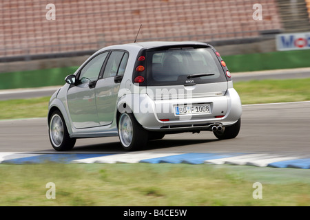 Car, Smart Forfour Brabus, model year 2005-, silver, small approx., Limousine, driving, diagonal from the back, rear view, test Stock Photo