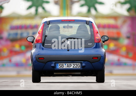 Peugeot 107, model year 2005-, blue, standing, upholding, rear view, City Stock Photo
