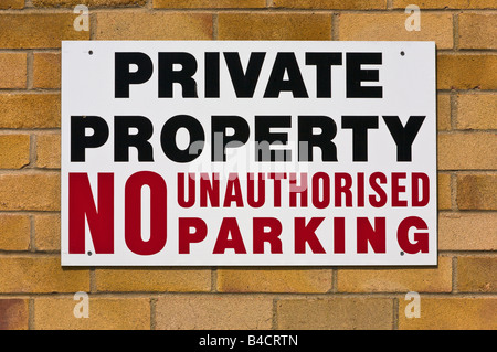 No unauthorised parking sign, England Stock Photo