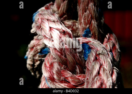 Close Up Of Colorful Braided Rope Made Into Doormats And