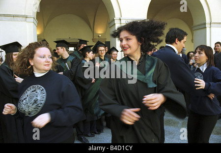 Dancing graduates of the Warsaw School of Economics, Poland Stock Photo