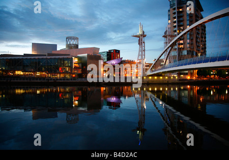 July 2008 - The millenium Bridge and Lowry at Salford Quays Manchester England UK Stock Photo