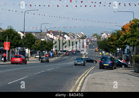 Cookstown's famous main street, 1.25 miles long (2.01 km) and 135 feet wide, one of the longest main streets in Ireland. Stock Photo