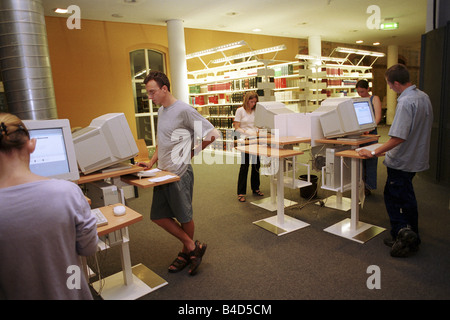Students using computers at the Viadrina University, Germany Stock Photo