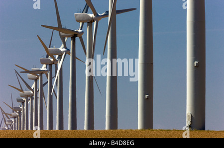A windmill farm near Zaragoza Spain Stock Photo