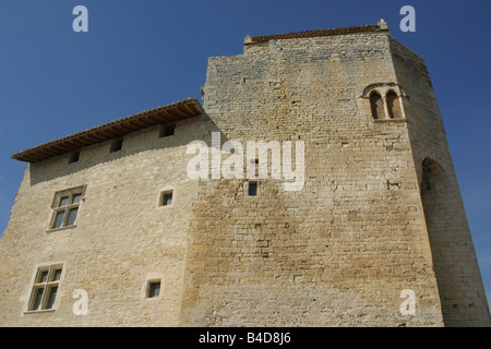 Tower in village Le poet Laval Drome France . Village founded by Knights templars Hospitaliers. Horizontal.41417 Poet-Laval Stock Photo