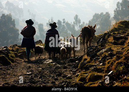 Lokal people near Huaraz Peru South America Stock Photo