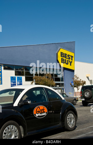 Geek Squad Best Buy brands sells Insignia, Dynex, Init, Geek Squad Best Buy called the 'big blue box' Los Angeles California usa Stock Photo