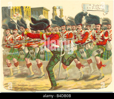 Chromolithographed die cut scrap of 78th Highlanders circa 1880 Stock Photo