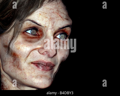 Portrait photo of a scary undead or zombie female human Stock Photo