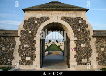 The main entrance to the Commonwealth Tyne Cot Cemetery in Zonnebeke, Belgium. Stock Photo