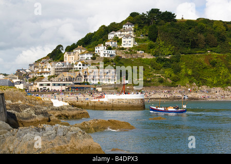 The harbour entrance at Looe seen from West Looe Cornwall Stock Photo