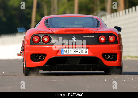 Car, Ferrari 360 Challenge Stradale, roadster, coupe/Coupe, red, standing, upholding, Rear view Stock Photo