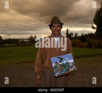 Pedro Vega ToaQuiza painter in the Andes Mountains, Ecuador Stock Photo