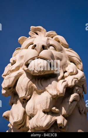 'Coade stone' lion sculpture, Westminster bridge, London, England, UK Stock Photo