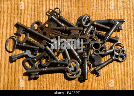A close up grouping of old antique keys, Colorado US Stock Photo