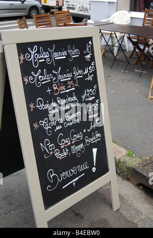 menu outside restaurant at Lille Braderie France Stock Photo