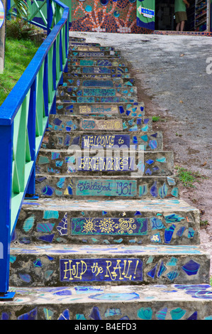 Stairs to the Earthworks pottery on the Caribbean island of Barbados Stock Photo
