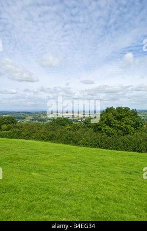 River Avon Valley landscape with green fields and patchwork hedgerows on a sunny day.