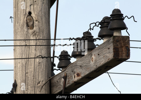 Abandoned Telegraph Lines Along Railway Ontario Canada Stock Photo