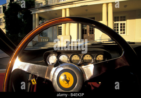 Car, Ferrari Lusso, model year approx. 1963, 1960s, sixties, vintage car, silver, Coupé, Coupe, sports car, class of luxury,  in Stock Photo