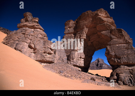 A rocky arch at Jebel Acacus, Sahara Desert, Libya. Stock Photo