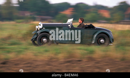 Car, Rover 10, 25 Nizam Sports, model year 1931-1032, dark-green,  vintage car, 1930s, thirties,  driving, side view, road, coun Stock Photo