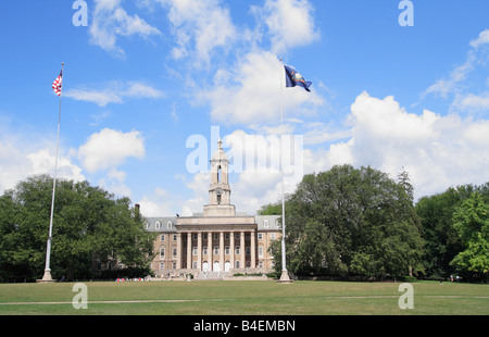 Old Main at Pennsylvania State University (Penn State) in State College, PA, USA. Taken during a semi-cloudy summer's day. Stock Photo