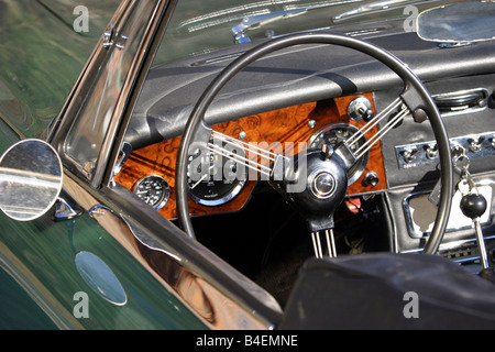 Car, Austin-Healey 3000 Mark III, model year 1966, Typ BN 8, convertible, vintage car, 1960s, sixties, dark-green, interior, Coc Stock Photo