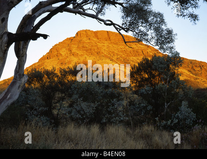 Morning Sun on Mount Nameless, Mt Tom Price, Western Australia Stock Photo