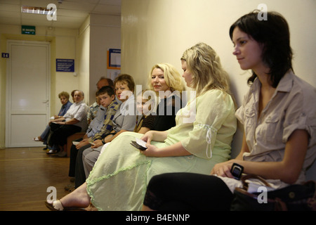 Patients waiting for cancer screening at the Thyroid Centre in Gomel, Belarus Stock Photo
