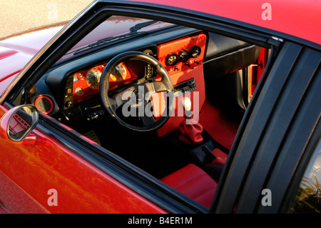 Car, Opel Manta B, model year 1983, red, Coupé, Coupe, old car, 1980s, eighties, interior, Cockpit, technics, technical, technic Stock Photo