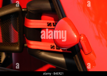 Car, Opel Manta B, model year 1983, red, Coupé, Coupe, old car, 1980s, eighties, detail, details, Aussenspiegel, technics, techn Stock Photo