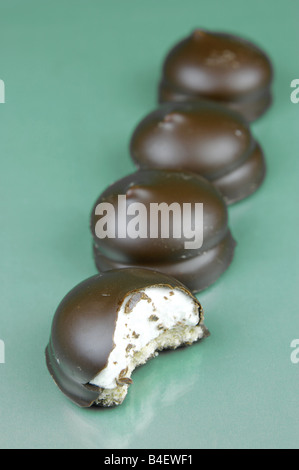 Marshmallow biscuits isolated against a green background Stock Photo