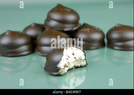 Marshmallow biscuits isolated against a green background Stock Photo