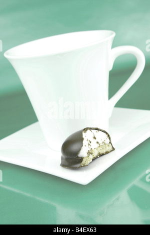 Marshmallow biscuits isolated against a green background Stock Photo