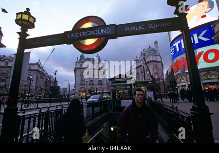 Underground station at the Piccadilly circus in London. Stock Photo