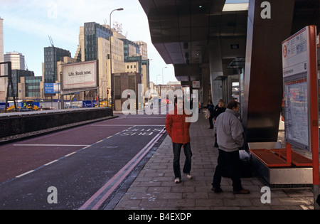 The Vauxhall Cross transport interchange with the headquarters of the MI6 in the background, in London. Stock Photo